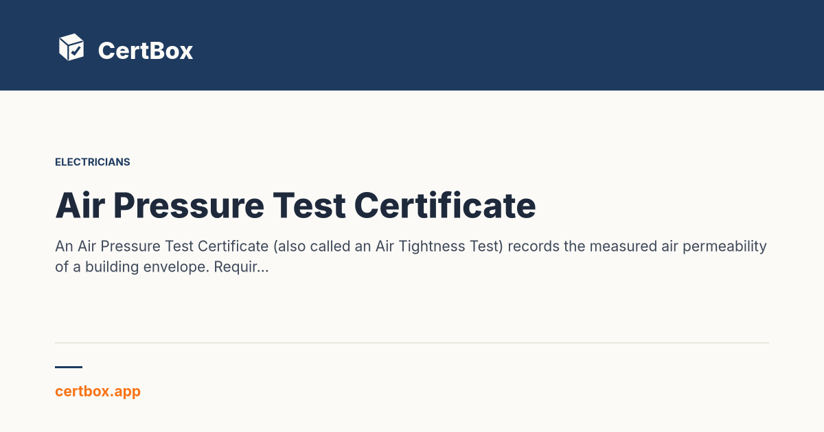 Free Air Pressure Test Certificate — Fill In & Download PDF | CertBox