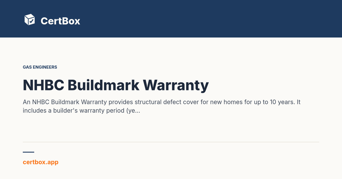 NHBC Buildmark Warranty — Store & Track Expiry | CertBox