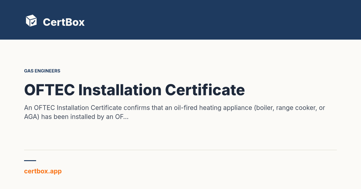 Example Oftec Card Free OFTEC Installation Certificate — Fill In & Download PDF | CertBox