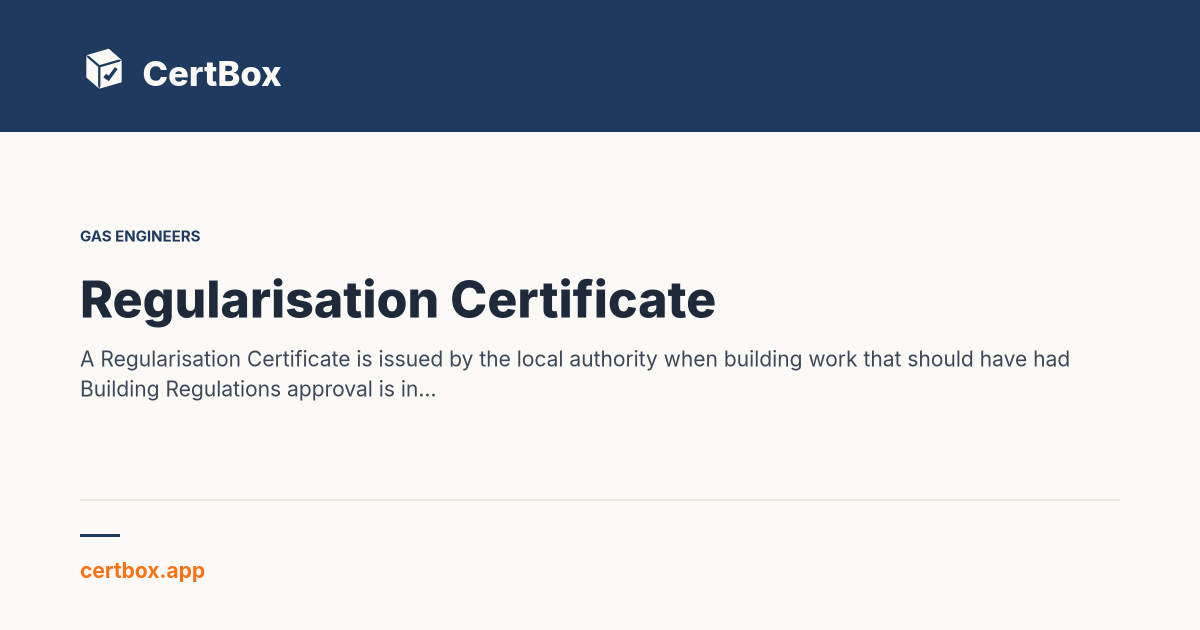 Regularisation Certificate Form.pdf Regularisation Certificate — Store & Track Expiry | CertBox