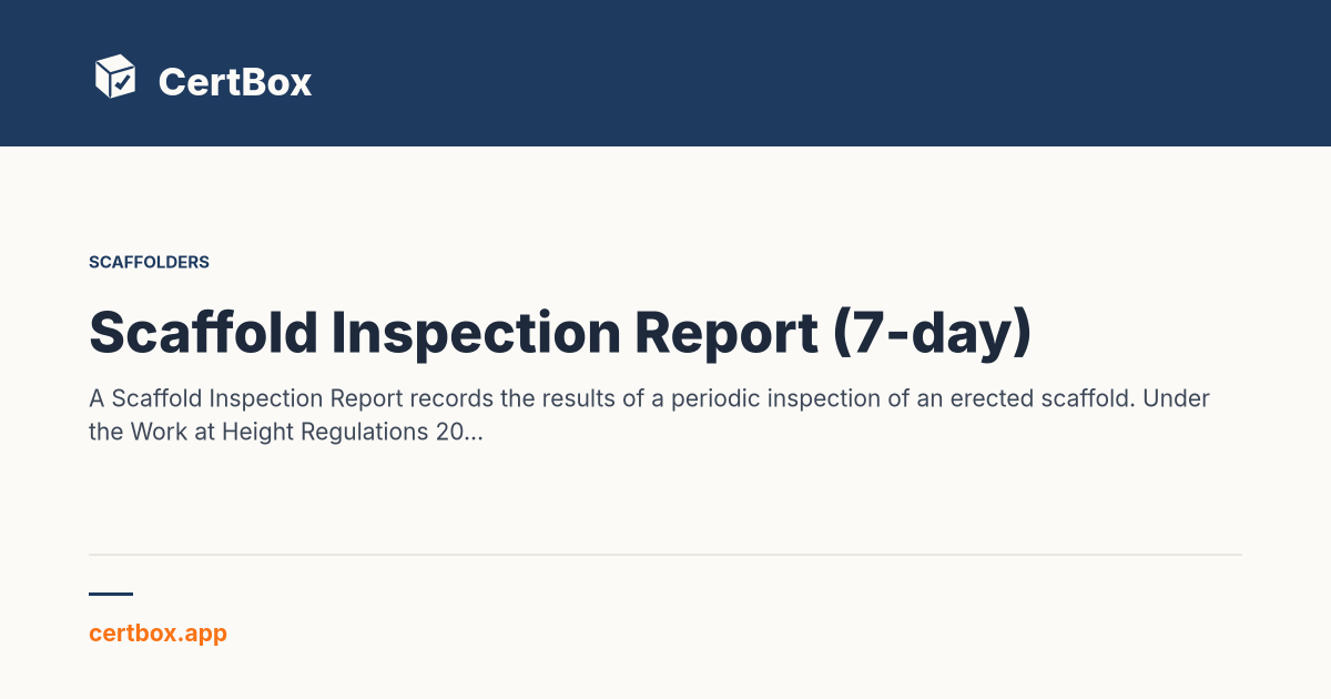 Scaffold Inspection Report — Create on Site | CertBox